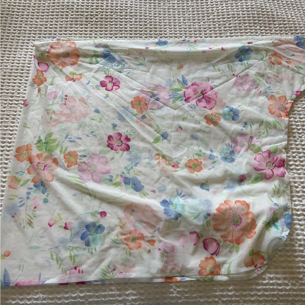 Victoria's Secret White Floral Scarf with Pastel Blooms